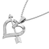 0.10 Carat (ctw) Round White Diamond Ladies Arrow With Heart Pendant 1/10 CT 18K White Gold