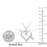 0.10 Carat (ctw) Round White Diamond Ladies Arrow With Heart Pendant 1/10 CT 18K White Gold