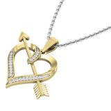 0.10 Carat (ctw) Round White Diamond Ladies Arrow With Heart Pendant 1/10 CT 18K Yellow Gold