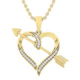 0.10 Carat (ctw) Round White Diamond Ladies Arrow With Heart Pendant 1/10 CT 10K Yellow Gold