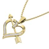 0.10 Carat (ctw) Round White Diamond Ladies Arrow With Heart Pendant 1/10 CT 10K Yellow Gold