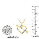 0.10 Carat (ctw) Round White Diamond Ladies Arrow With Heart Pendant 1/10 CT 10K Yellow Gold