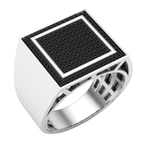 0.40 Carat (ctw) Round Black Diamond Mens Square Cluster Anniversary Wedding Ring Sterling Silver
