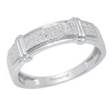 0.20 Carat (ctw) Round White Diamond Mens Anniversary Fashion Wedding Band 1/5 CT 10K White Gold