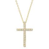0.25 Carat (ctw) Round White Diamond Ladies Cross Pendant 1/4 CT 10K Yellow Gold