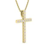 0.25 Carat (ctw) Round White Diamond Ladies Cross Pendant 1/4 CT 10K Yellow Gold