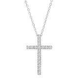 0.25 Carat (ctw) Round White Diamond Ladies Cross Pendant 1/4 CT 18K White Gold