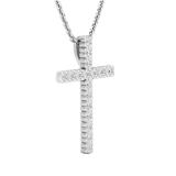 0.25 Carat (ctw) Round White Diamond Ladies Cross Pendant 1/4 CT 18K White Gold