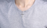 0.50 Carat (ctw) Round Black & White Diamond Mens Religious Cross Pendant 1/2 CT Sterling Silver