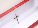 0.50 Carat (ctw) Round Black & White Diamond Mens Religious Cross Pendant 1/2 CT Sterling Silver