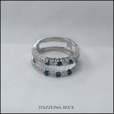 0.75 Carat (ctw) Round Blue & White Diamond Ladies Enhancer Wedding Band 3/4 CT Sterling Silver