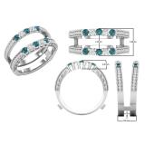 0.75 Carat (ctw) Round Blue & White Diamond Ladies Enhancer Wedding Band 3/4 CT Sterling Silver
