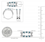 0.75 Carat (ctw) Round Blue & White Diamond Ladies Enhancer Wedding Band 3/4 CT Sterling Silver