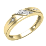 0.05 Carat (ctw) Round White Diamond Mens Sideways Double Cross Wedding Band 10K Yellow Gold