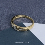 0.05 Carat (ctw) Round White Diamond Mens Sideways Double Cross Wedding Band 10K Yellow Gold