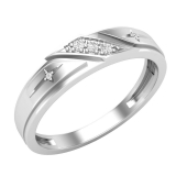 0.05 Carat (ctw) Round White Diamond Mens Sideways Double Cross Wedding Band Sterling Silver