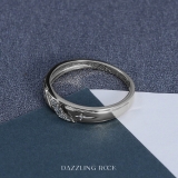 0.05 Carat (ctw) Round White Diamond Mens Sideways Double Cross Wedding Band Sterling Silver