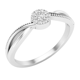0.10 Carat (ctw) Round White Diamond Ladies Cluster Flower Promise Ring 1/10 CT 10K White Gold