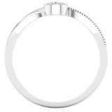 0.10 Carat (ctw) Round White Diamond Ladies Cluster Flower Promise Ring 1/10 CT 10K White Gold