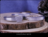 0.25 Carat (ctw) Round White Diamond Men & Womens Engagement Trio Bridal Set 1/5 CT Sterling Silver