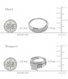 0.25 Carat (ctw) Round White Diamond Men & Womens Engagement Trio Bridal Set 1/5 CT Sterling Silver