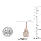 1.54 Carat (ctw) Baguette Princess & Round White Diamond Drop Earrings 1 1/2 CT 18K Rose Gold