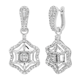 2.36 Carat (ctw) Round Baguette & Taper Baguette Diamond Dangling Earrings 14K White Gold