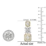 2.48 Carat (ctw) Round Princess & Baguette Diamond Dangling Drop Earrings for Women in 10K White & Yellow Gold