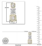 2.48 Carat (ctw) Round Princess & Baguette Diamond Dangling Drop Earrings for Women in 10K White & Yellow Gold