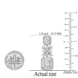 2.48 Carat (ctw) Round Princess & Baguette Diamond Dangling Drop Earrings for Women 10K White Gold