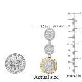 2.02 Carat (ctw) Round & Baguette Diamond Ladies Dangling Drop Earrings 18K White & Yellow Gold