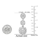 2.02 Carat (ctw) Round & Baguette White Diamond Ladies Dangling Drop Earrings 18K White Gold
