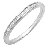 0.15 Carat (ctw) Baguette White Diamond Ladies Wedding Band Stackable Ring 10K White Gold