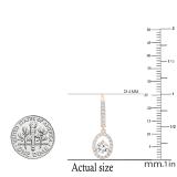 0.91 Carat (ctw) Round White Diamond Oval Frame Dangling Drop Earrings 18K Rose Gold