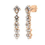 1.00 Carat (ctw) Round White Diamond Ladies Fashion Dangling Drop Earrings 1 CT 14K Rose Gold