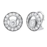 2.05 Carat (ctw) Round White Diamond Ladies Circle Fancy Stud Earrings 2 CT 10K White Gold