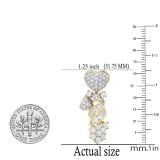 5.77 Carat (ctw) Round & Baguette White Diamond Ladies Heart Swirl Drop Earrings 18K Yellow Gold
