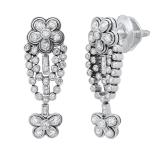 2.00 Carat (ctw) Round & Princess Diamond Ladies Cluster Dangling Drop Earrings 2 CT 10K White Gold