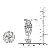 2.00 Carat (ctw) Round & Princess Diamond Ladies Cluster Dangling Drop Earrings 2 CT 10K White Gold