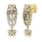 2.00 Carat (ctw) Round & Princess Diamond Ladies Cluster Dangling Drop Earrings 2 CT 14K Yellow Gold