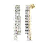 4.85 Carat (ctw) Round White Diamond Ladies Fashion Dangling Drop Earrings 18K Yellow Gold