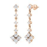 2.00 Carat (ctw) Round White Diamond Ladies Fashion Dangling Drop Earrings 2 CT 10K Rose Gold