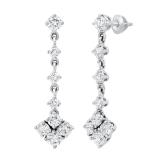 2.00 Carat (ctw) Round White Diamond Ladies Fashion Dangling Drop Earrings 2 CT 10K White Gold