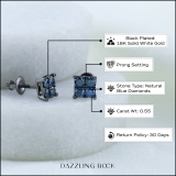 0.55 Carat (ctw) Round Blue Diamond Mens Square Stud Earring 1/2 CT Black Rhodium 18K White Gold