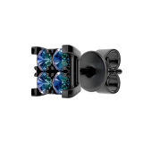 Round Blue Diamond Mens Square Shaped Stud Earring 1 Pc Only (0.28 ctw Color Blue Clarity I2-I3) in Black Plated Sterling Silver