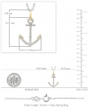 0.12 Carat (ctw) Round White Diamond Ladies Anchor Pendant (Silver Chain Included) 10K Yellow Gold