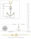 0.12 Carat (ctw) Round White Diamond Ladies Anchor Pendant (Gold Chain Included) 10K Yellow Gold