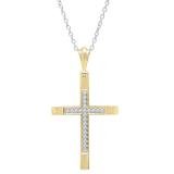 0.18 Carat (ctw) Round White Diamond Ladies Cross Religious Pendant 10K Yellow Gold