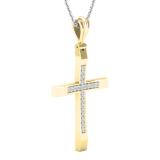 0.18 Carat (ctw) Round White Diamond Ladies Cross Religious Pendant 10K Yellow Gold