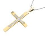 0.18 Carat (ctw) Round White Diamond Ladies Cross Religious Pendant 10K Yellow Gold